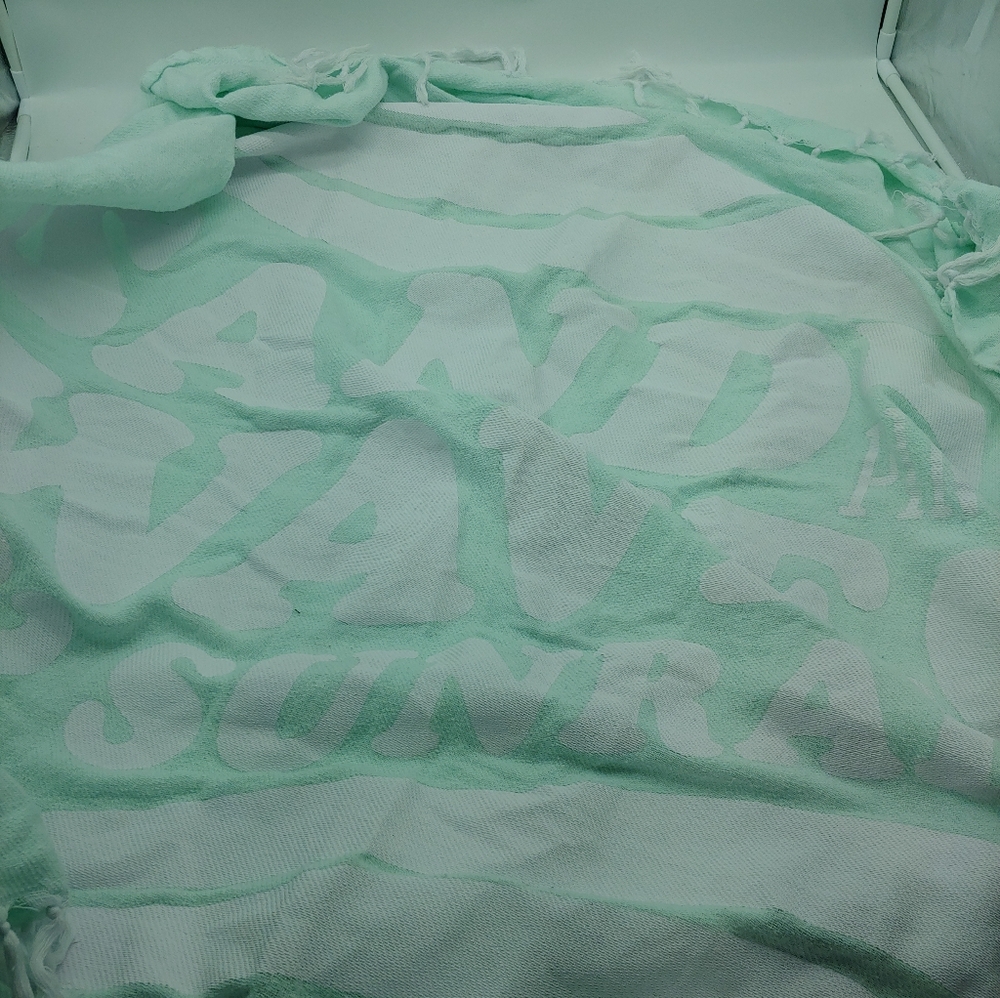 PINK VS sand waves Sun mint cotton beach blanket - Picture 8 of 8